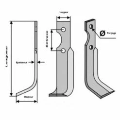 ADAPTABLE 03001G - Couteau De Fraise Gauche Type Bineur Pour Motoculteur HONDA -Motoculteur et accessoire Soldes 10401737 2