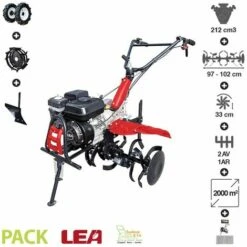 DUNSCH Motoculteur Thermique Pack Labour Roues Agraires Et Metal Charrue Vitesses 2AV-1AR LEA LE42212-97W21 - Noir