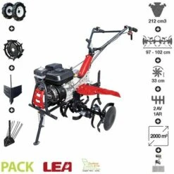 DUNSCH Pack Motoculteur Roues Butteur Arracheuse Patate Vitesses 2AV-1AR LEA LE42212-97W21 - Noir