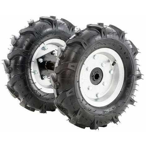 Kit 2 Roues Pneumatique Avec Moyeux Pour Motobineuse Et Motoculteur 400x8 LEA - Noir 3 Kit 2 Roues Pneumatique Avec Moyeux Pour Motobineuse Et Motoculteur 400x8 LEA - Noir – Image 2