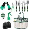 Cisea Ensemble D'outils De Jardin, Outils De Jardin En Aluminium Avec Sac De Jardin, Gants De Toilettage De Jardin, Débroussailleuse, Pelle De Jardin, Cadeau De Jardin (vert) -Motoculteur et accessoire Soldes 58082516 1